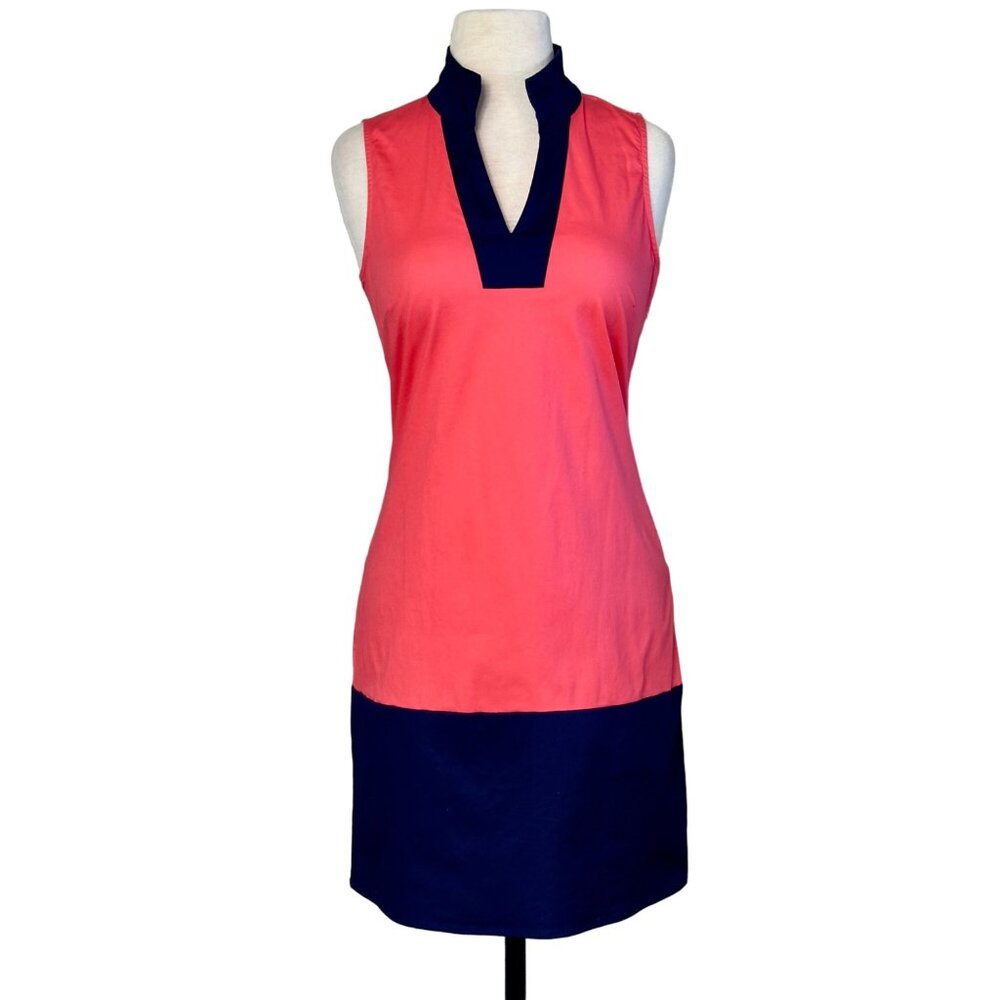 Sail to Sable Navy Coral Colorblock Sleeveles Above-Knee Sheath Dress $238 Sz XS